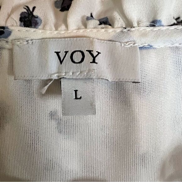 VOY Womens Lined Floral Blue White‎ Dress Size Large Spring Summer Comfy - Picture 6 of 8